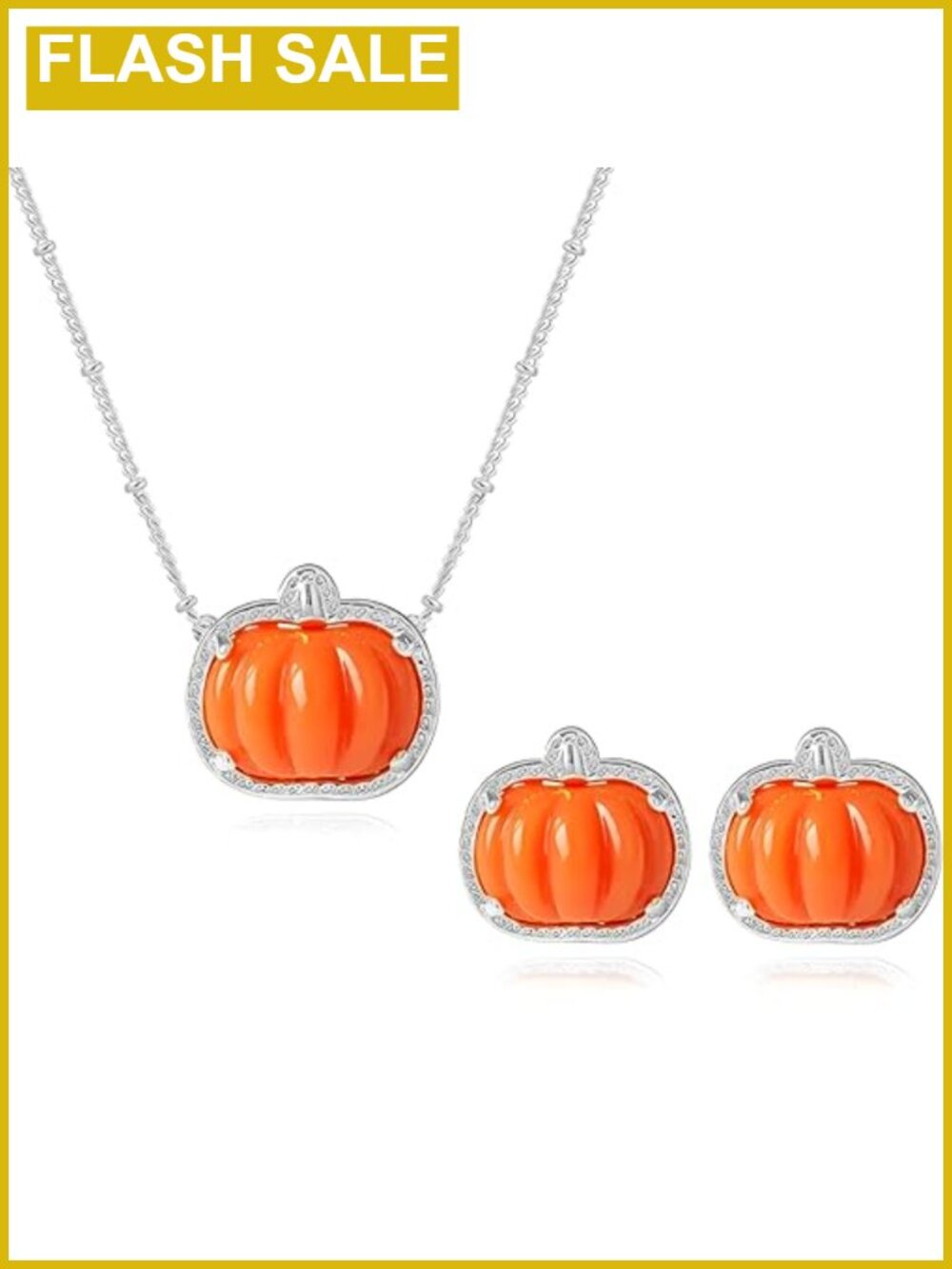 Pumpkin Earrings Necklace Set Dainty Fall Jewelry Thanksgiving Costume